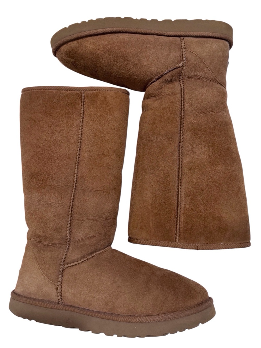 Ugg Boots Classic Tall Leather Suede Boot in Tan Size 10 - Picture 2 of 9